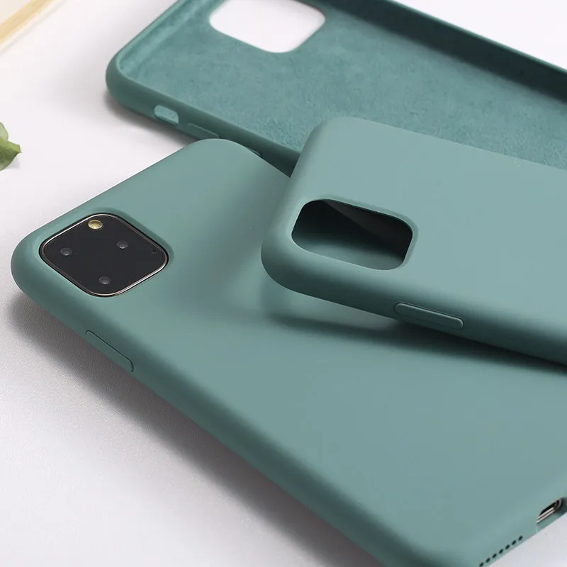 Midnight green Силиконовый чехол для iPhone 6 6S 7 8 Plus X XS Max XR 11 Pro Max Мягкий ТПУ Жидкий чехол для телефона для iPhone XS Max чехол Полная защита - Цвет: Midnight green