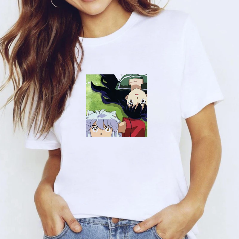 

Inuyasha T-shirts Short Sleeve White T-shirt Summer Women Women's Women-clothing Female Tops Woman Cute With Sleeves Womens Tee