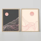 Абстрактный Закат Сумерки красная линия Гора настенный художественный постер пейзаж холст фотография для гостиной домашний декор