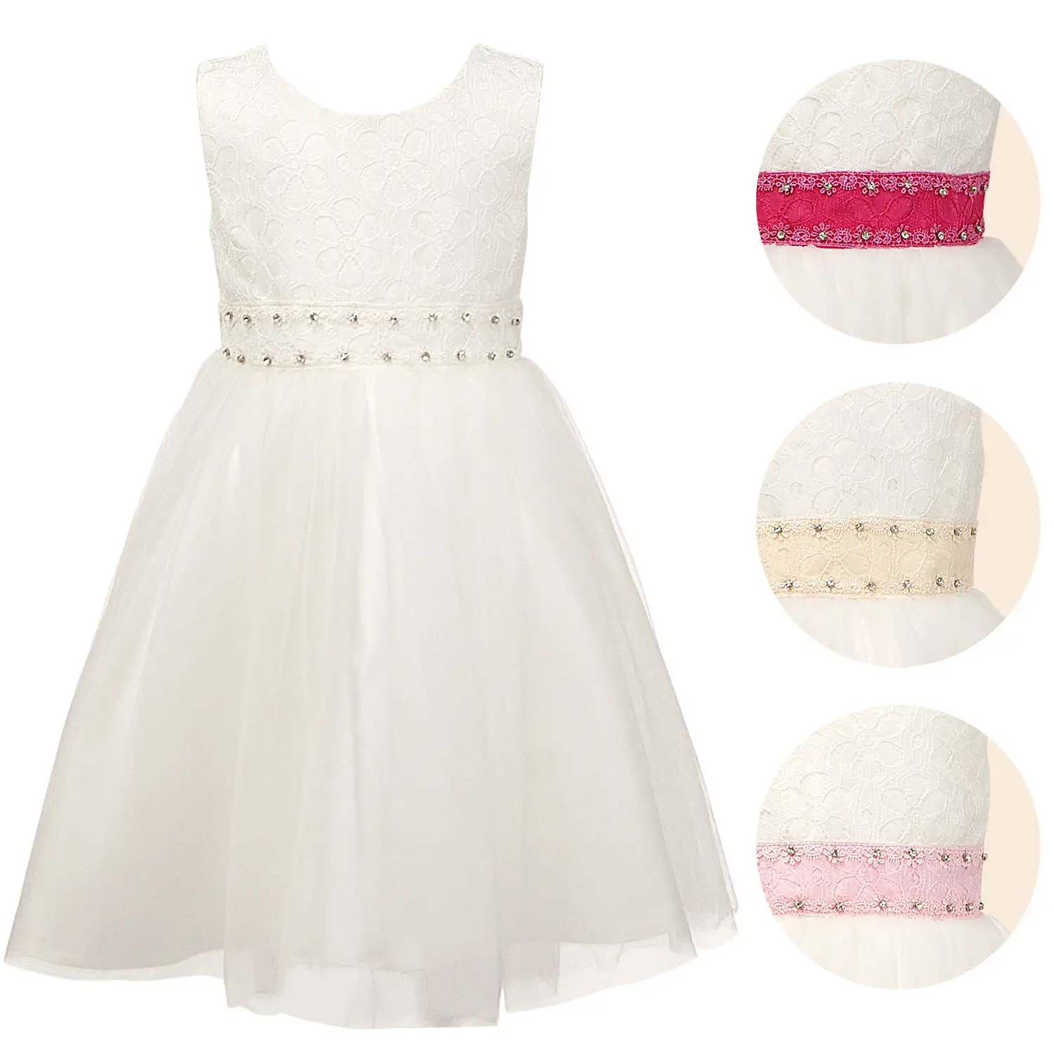 Распродажа! Платья для девочек держащих букет невесты белого цвета без рукавов