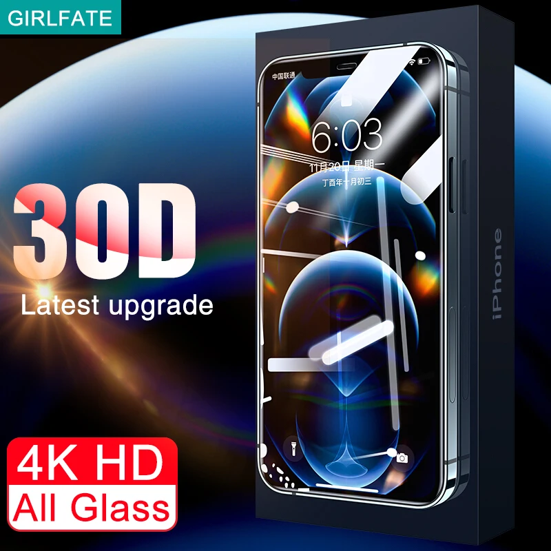 

30D Full Cover Edge Glass On For iPhone 13 12 11 Pro Max Screen Protector For iPhone X Xr Xs Max 7 8 Plus SE Protective Glass