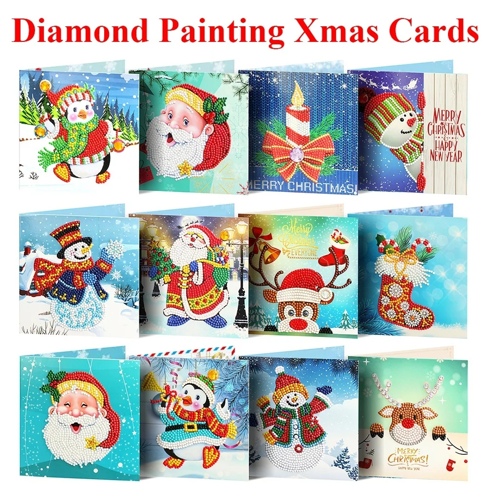 8 шт./компл. 5D DIY алмазная живопись открытки Рождественские поздравительные Санта