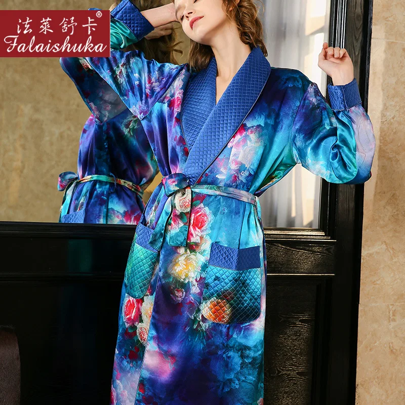 Утолщенный халат из 100% натурального шелка женские ночные рубашки благородный
