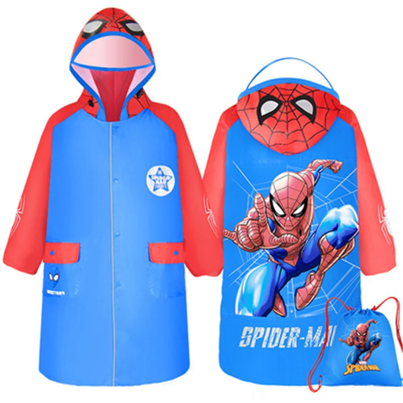 

Spiderman High Quality Schoolbag Raincoat Children US Captain Kids Girls Rainproof Poncho Boys Rainwear Rainsuit Outdoor Gifts