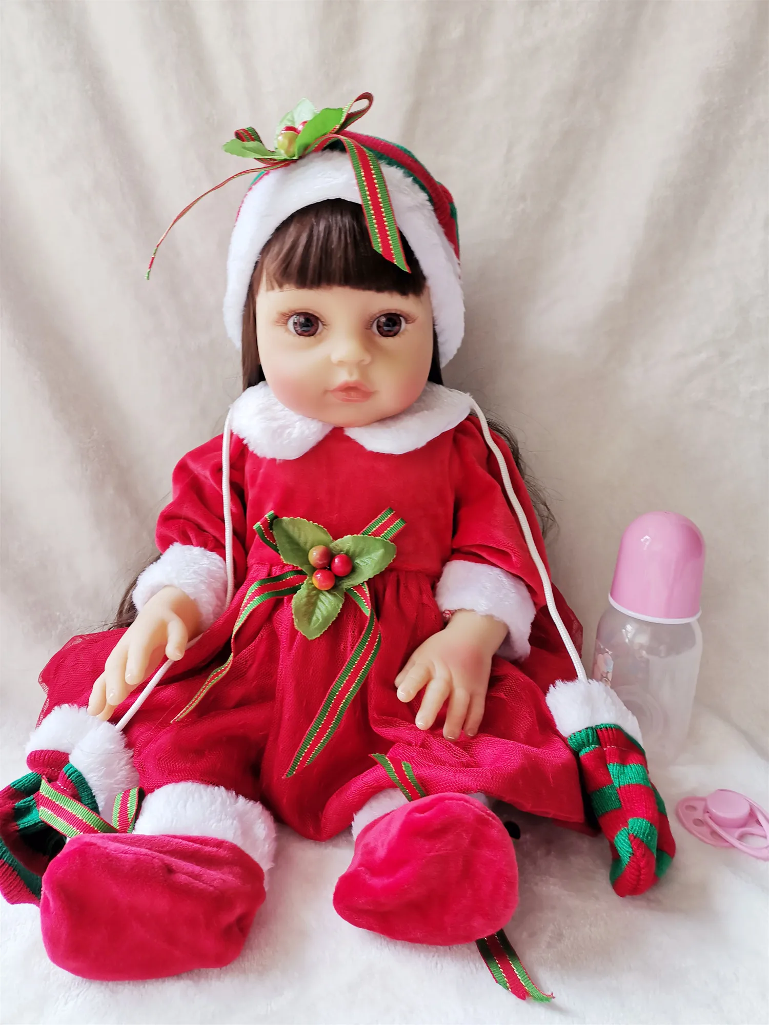 Виниловый силиконовый реборн для новорожденных девочек длинные волосы подарки