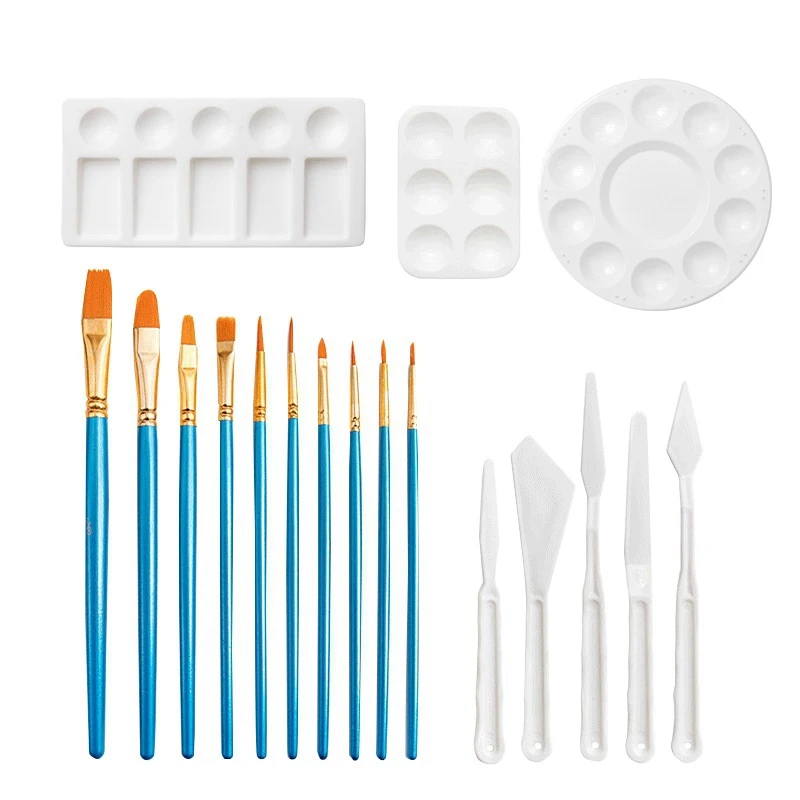 

18Pcs Paint Palette and Painting Knife Set Paint Brush Paint Trays Paint Knives Suitable for Kinds of Paint Art Supplies