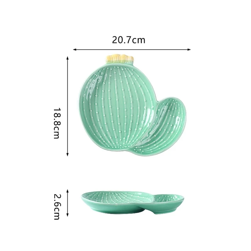 

INS Irregular Cactus Shape Salad Plate Ceramic Child Tableware Cactu Breakfast Bowl Snack Dessert Tray Dinnerware Decoration