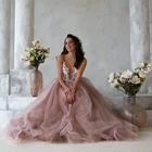Женское ТРАПЕЦИЕВИДНОЕ свадебное платье It's yiiya, розовое Тюлевое платье с открытой спиной и V-образным вырезом на лето 2022