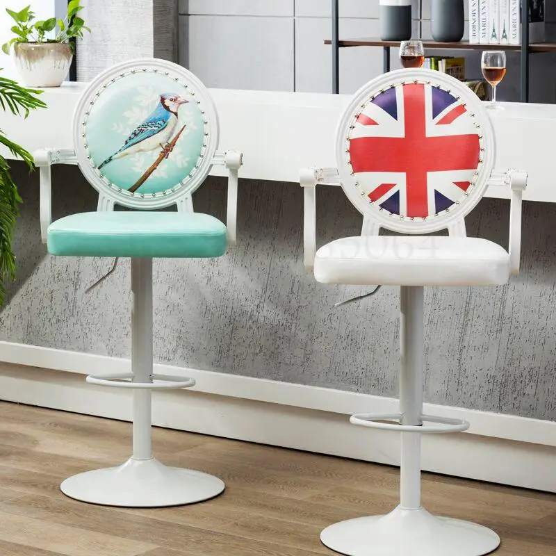 European Style Bar Chair Lift Modern Simple Rotating High Stool Cash Register Back Home |