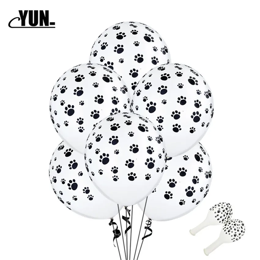 50 шт. черный собачьих лап латексный шар голой след в горошек утепленные воздушные