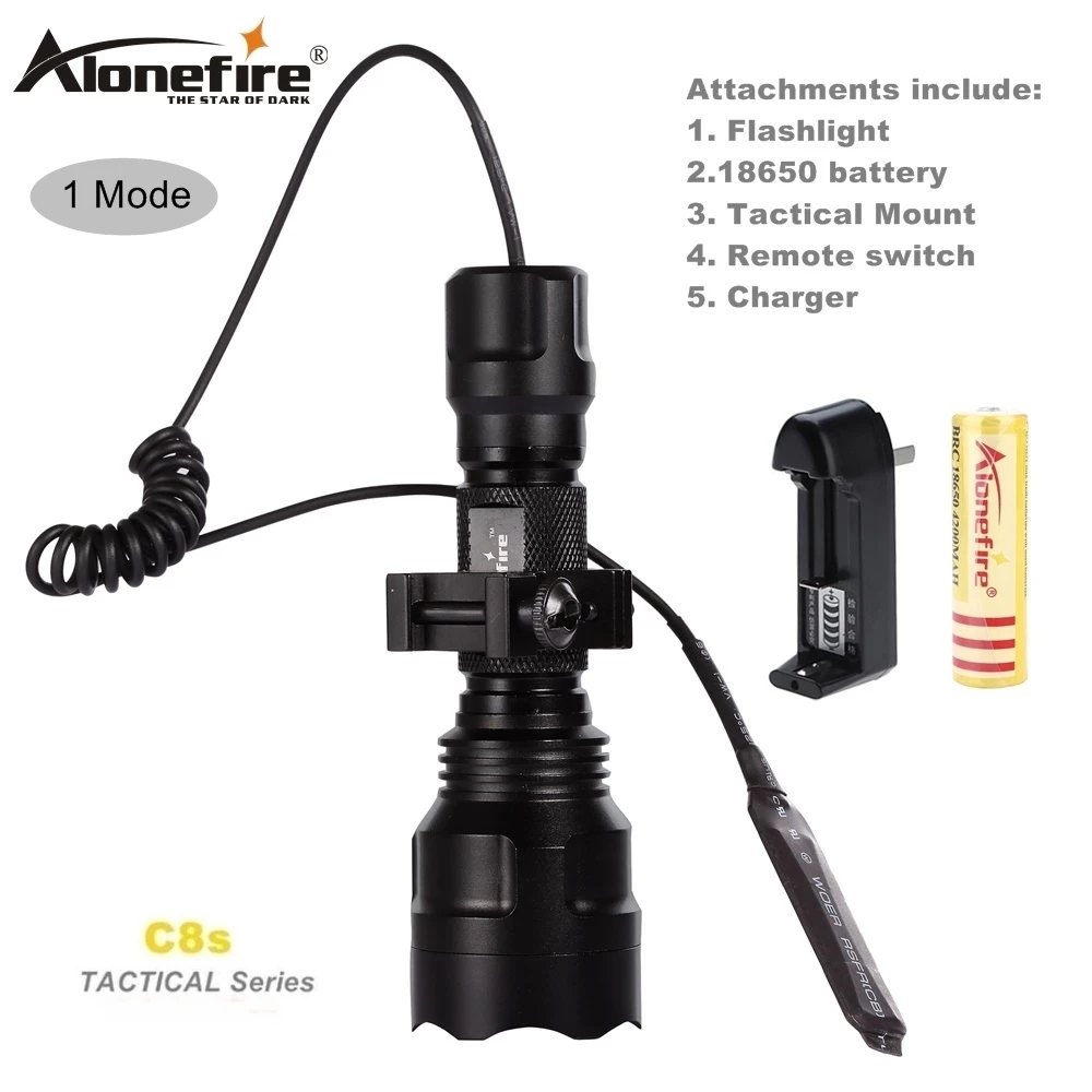 C8L2-1 25DK-B AloneFire Тактический светильник C8 CREE XM-L2 U3 светодиодный фонарь страйкбол прицел ружья светильник 18650 перезаряжаемая батарея - Цвет: C8L2-1 25DK-B