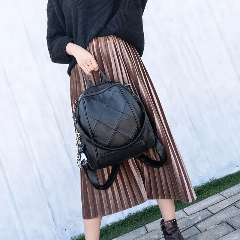 

Korean spring fashion backpack 2021 new splicing versatile women's backpack leisure simple Student Backpack trend