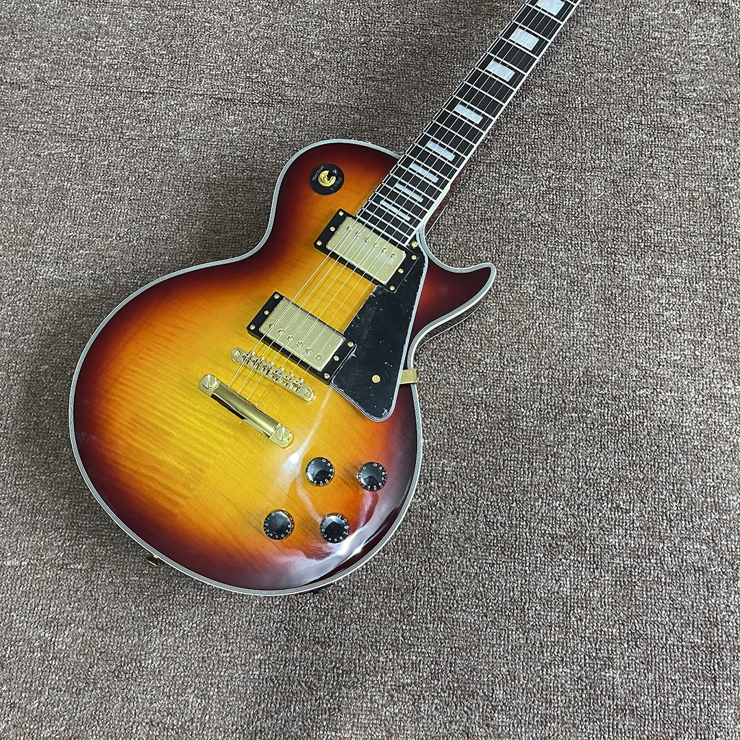 Пользовательская электрическая гитара Sunburst Цвет Тигр Пламя клен Топ медовый