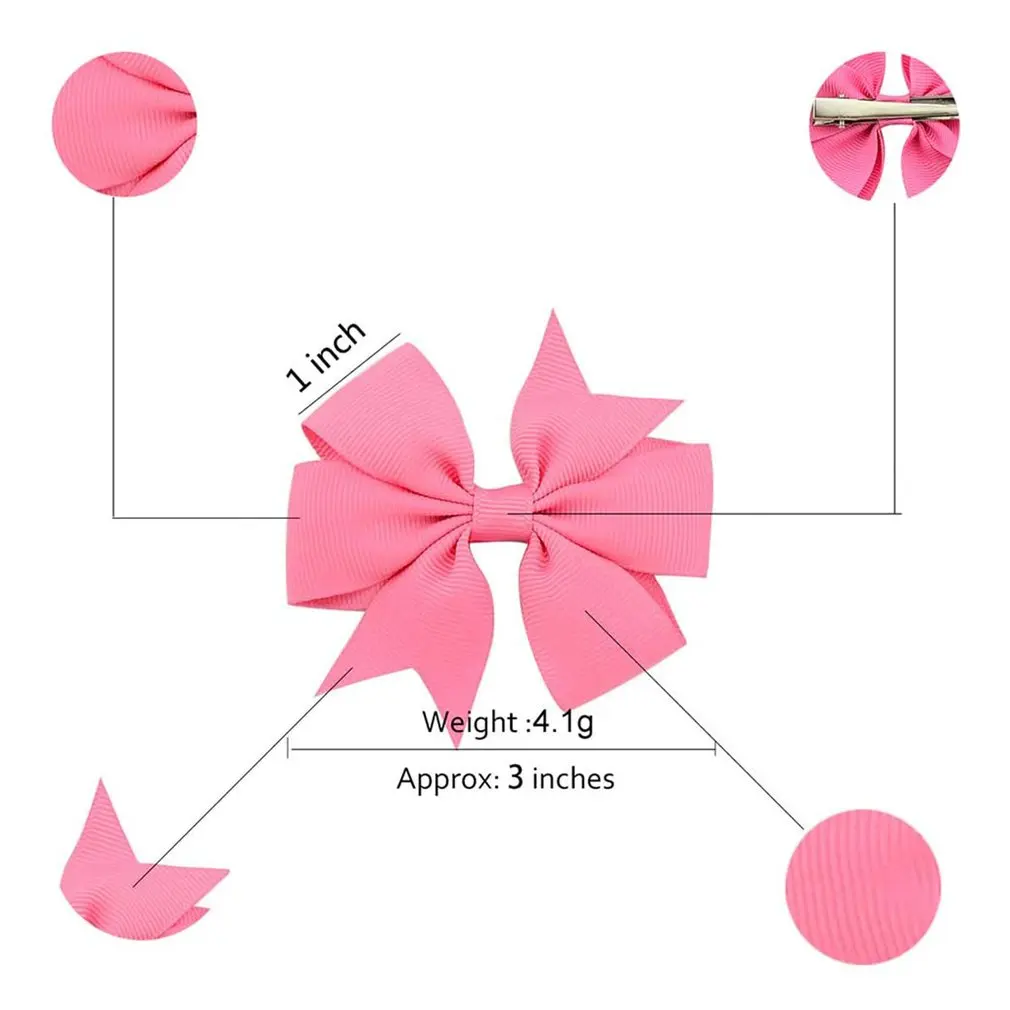 

40pcs/lot Grosgrain Ribbon Hair Bow with Clips Baby Girls Bow Hair Clip Hairpins Children Photo Shoot Hair Accessories