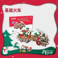 christmas train children diy christmas gift puzzle foreign trade creative 3d three dimensional puzzle paper toy