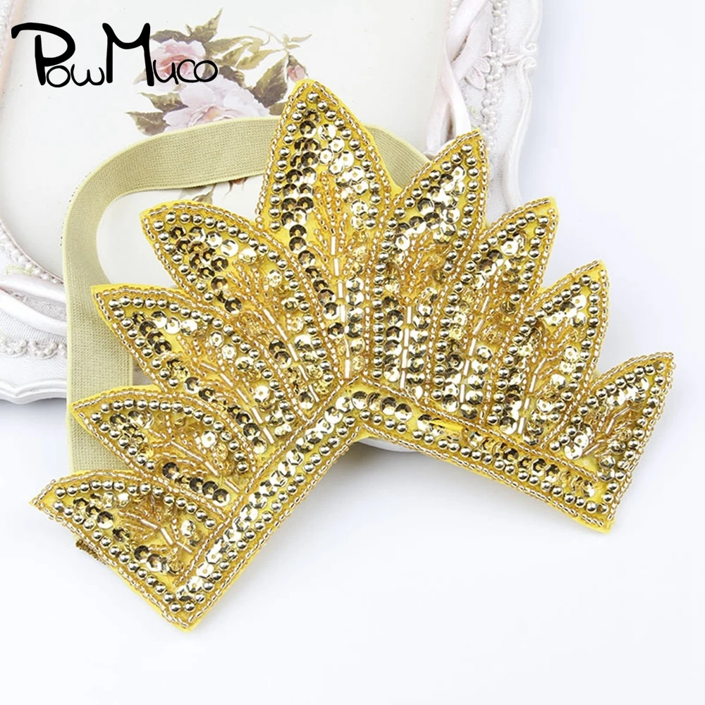 

Powmuco Fashion Baby Girl Gold Sequin Crown Elastic Headband Shining Toddler Hairband DIY Stage Costume Decoration Birthday Gift