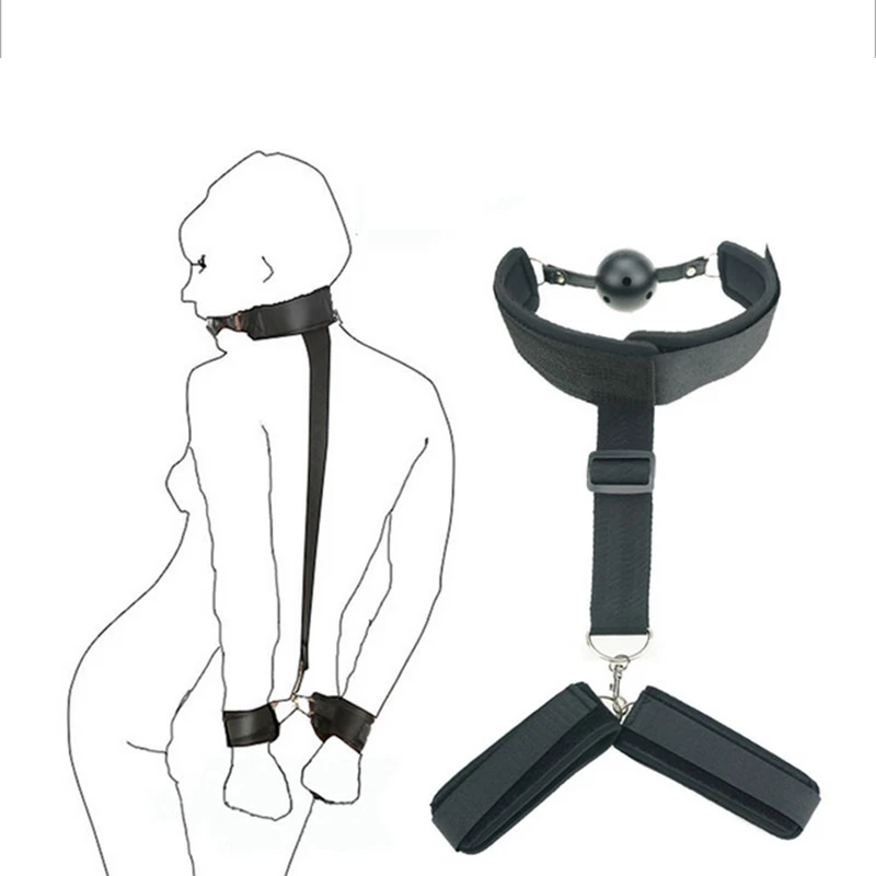 Игры для взрослых БДСМ наручники с защитой от спины разъем рта силикагель бондаж