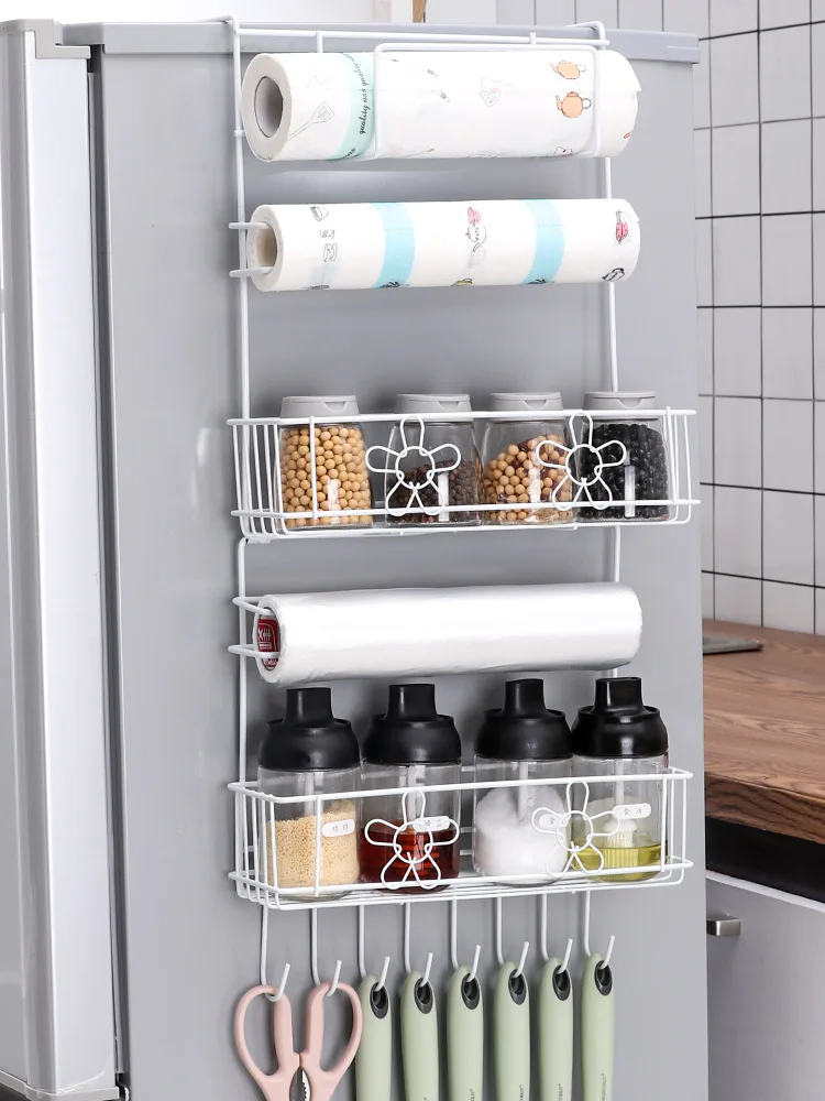 

Refrigerator shelf side wall hanging rack Creative household kitchen products Plastic film shelf Refrigerator side storage rack