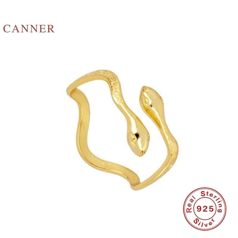 CANNER креативное Открытое кольцо с двойным змеиным крестом 100% 925 пробы серебряные