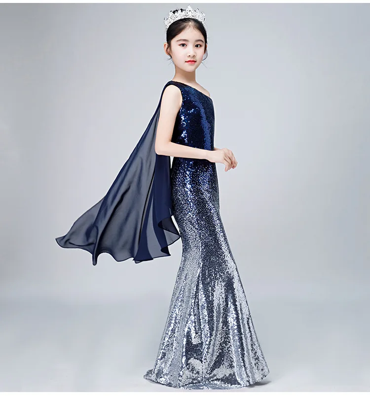 Платье принцессы с юбкой годе для девочек роскошное вечернее платье блестками