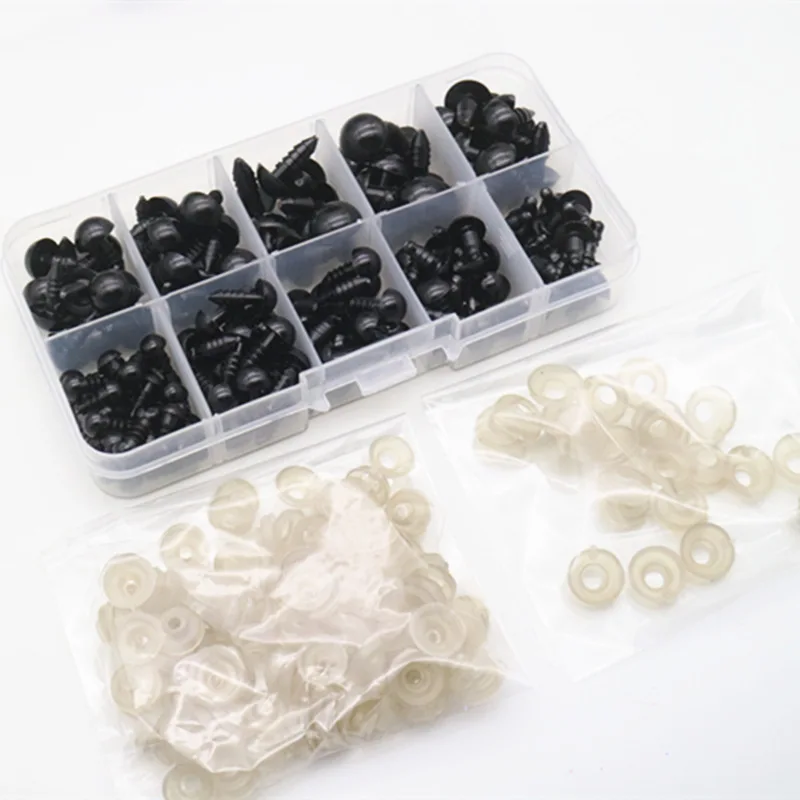 

1Box for Toys DIY Supplies Eyes Accessories Black Eyeball Doll Accessories Safety Plastic 6mm 8mm 9mm 10mm 12mm Multi Purpose