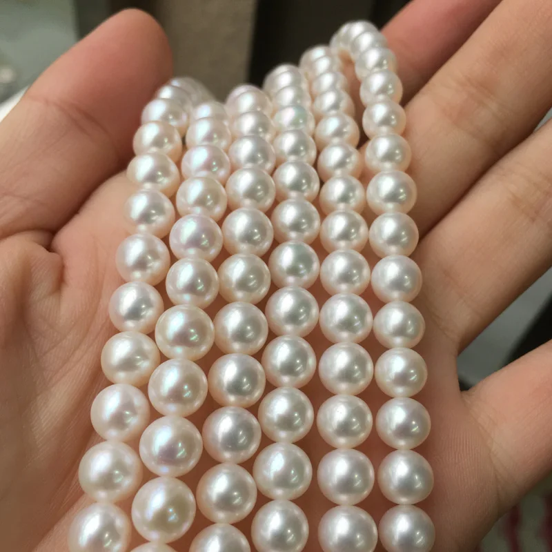 vender Pérola De água Doce Colar Forma Redonda Com Tamanho 7-7.5mm Brilho Perfeito Para Joias Diy Solta Pérolas De água Doce Vertentes