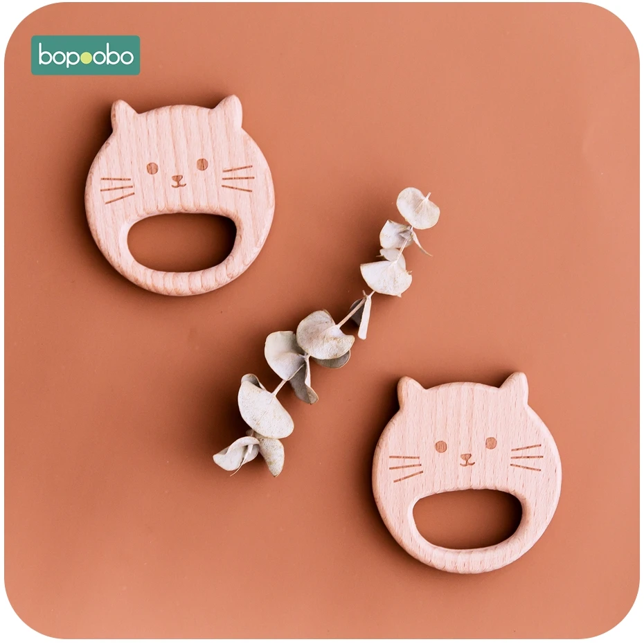 Bopoobo 5 шт. деревянный Прорезыватель для еды, из бука, деревянные животные, детские игрушки для новорожденных, подвеска, соска, комплект для медицинских процедур, Детские трофеи
