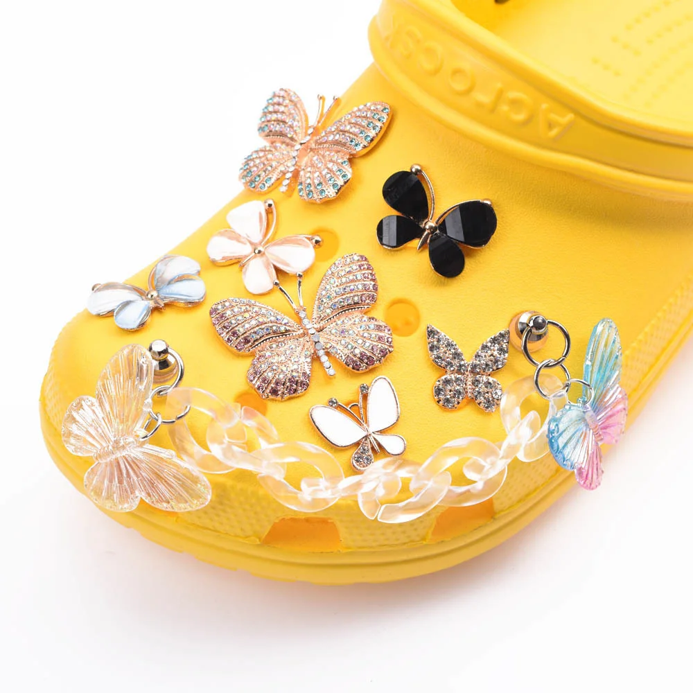 Brand Designer  Croc Shoe Charms Bling Rhinestone Metal Accessories For Girls Shoe Decoration  Gifts