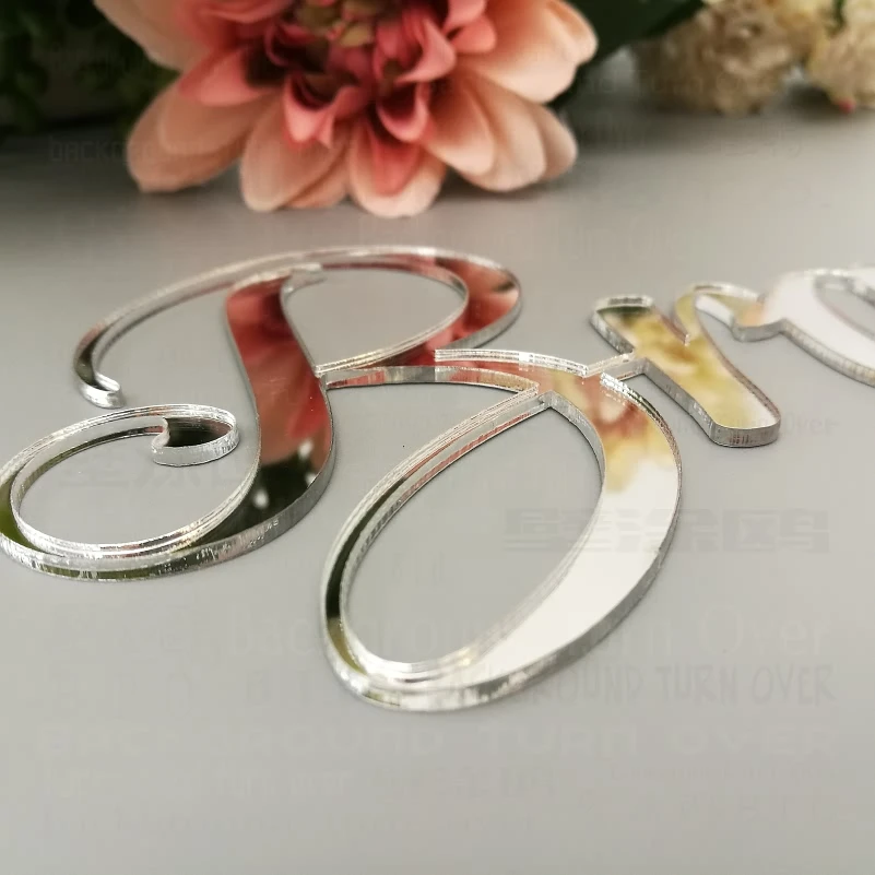 Зеркальный знак с именем на свадьбу декор вечерние ринки акриловый подарок заказ