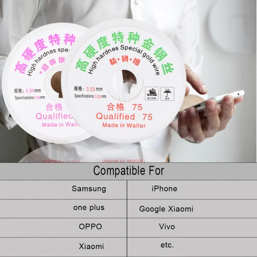 Новый 100 м золотой Стальной кабель разделитель ЖКД для iPhone/samsung/Vivo линии