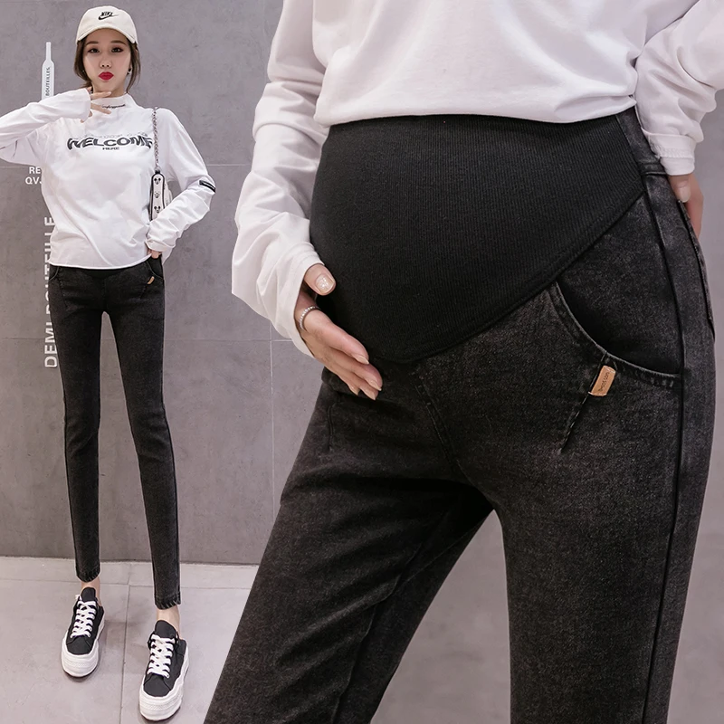 Teenster Maternity Clothes Pregnancy Pants Autumn Spring Fashion Pregnant Jeans Elastic Denim Support Bell Premama Trousers