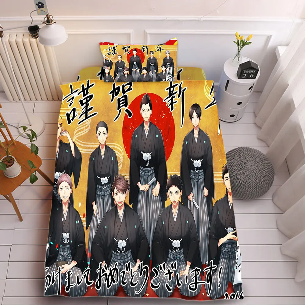 

Haikyuu!! Bedding Sets Adult Children Size 150cmx200cm 100%Cotton Quilt Duvet Cover Sheet Pillow Case 3 Piece Sets