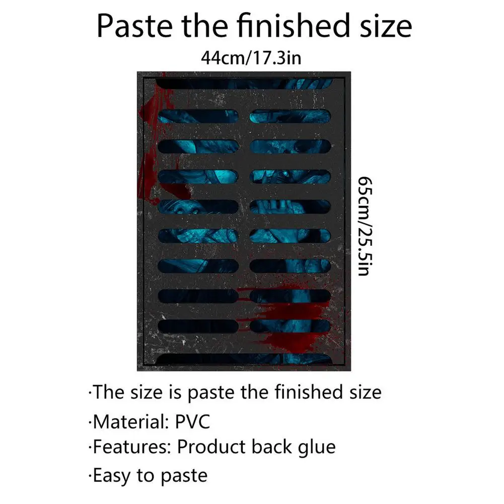 

Halloween Visual Stickers Horror Ghost Stickers Under The Sewer Waterproof And Non-slip Decorative Stickers For Living Room