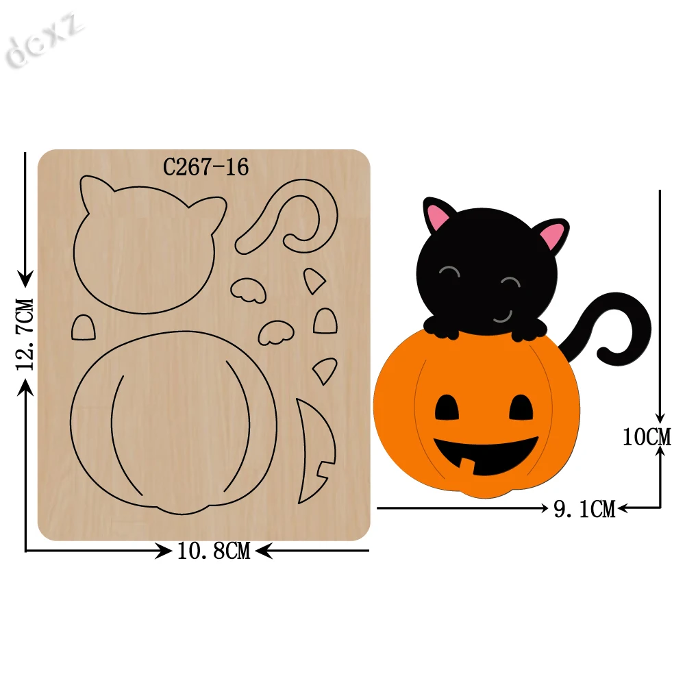 Новый Хэллоуин тыква кошка деревянная высечка скрапбукинга C-267-16 высечки для