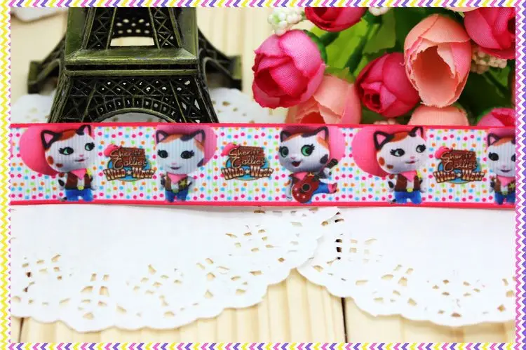 DHK 7/8'' 5yards callie cartoon printed grosgrain ribbon headwear hair bow diy party decoration OEM Wholesale 22mm E809 | Дом и сад