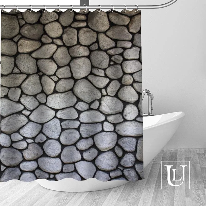 Пользовательские каменные текстуры булыжника стены занавески для душа Новый