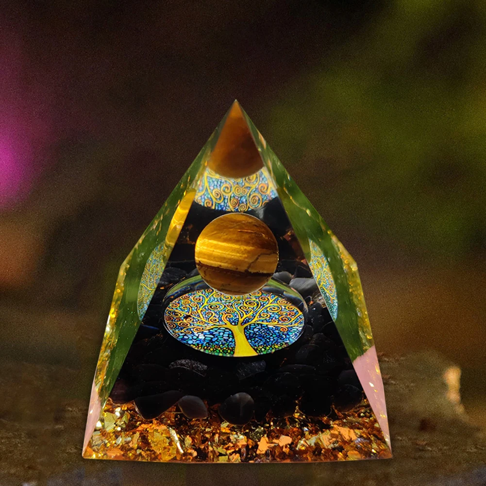 

Tree of Life Orgonite Pyramid Mold Amethyst Peridot Healing Crystal Energy Orgone Pyramide EMF Protection Meditation Tool