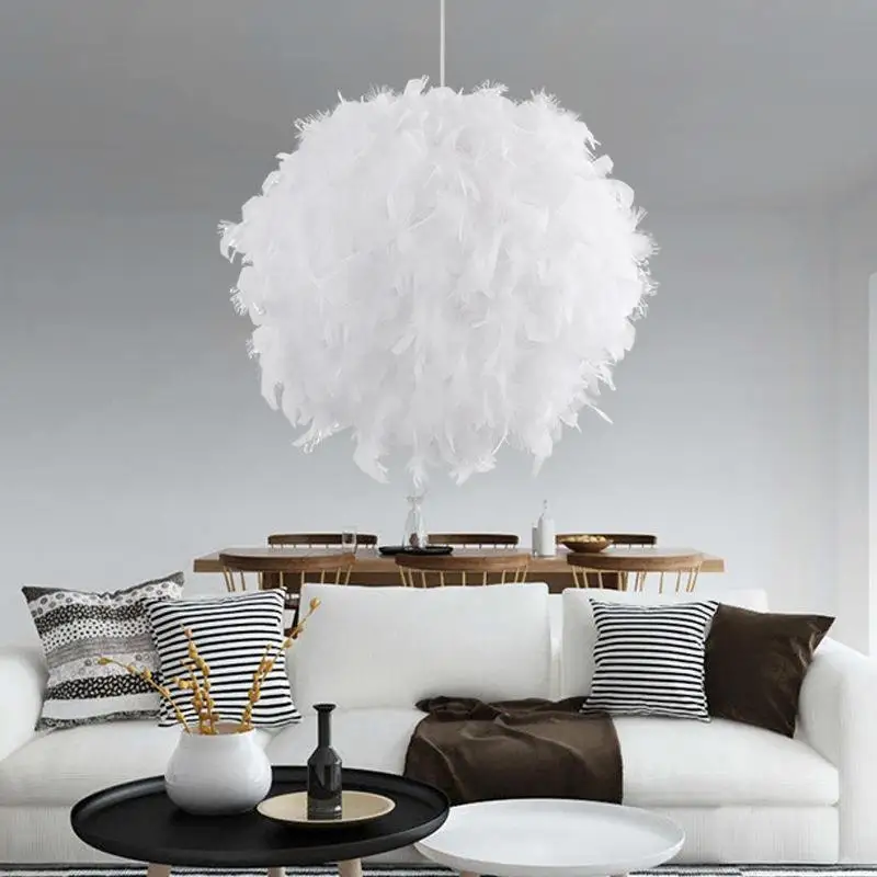 

E27 5W LED Romantic White Feather Ceiling Lamp Hanging Pendant for Bedroom Living Room Decor Mordern Fairy Feather Pendant Lamp
