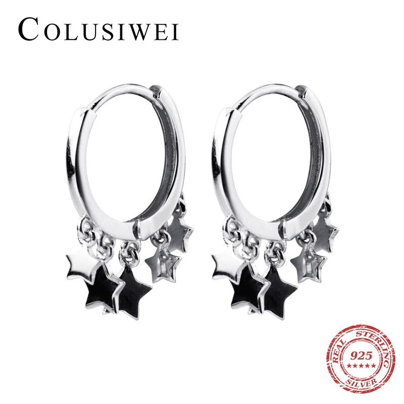 Colusiwei Новое поступление Настоящее серебро 925 проба модные звезды пентаграмма