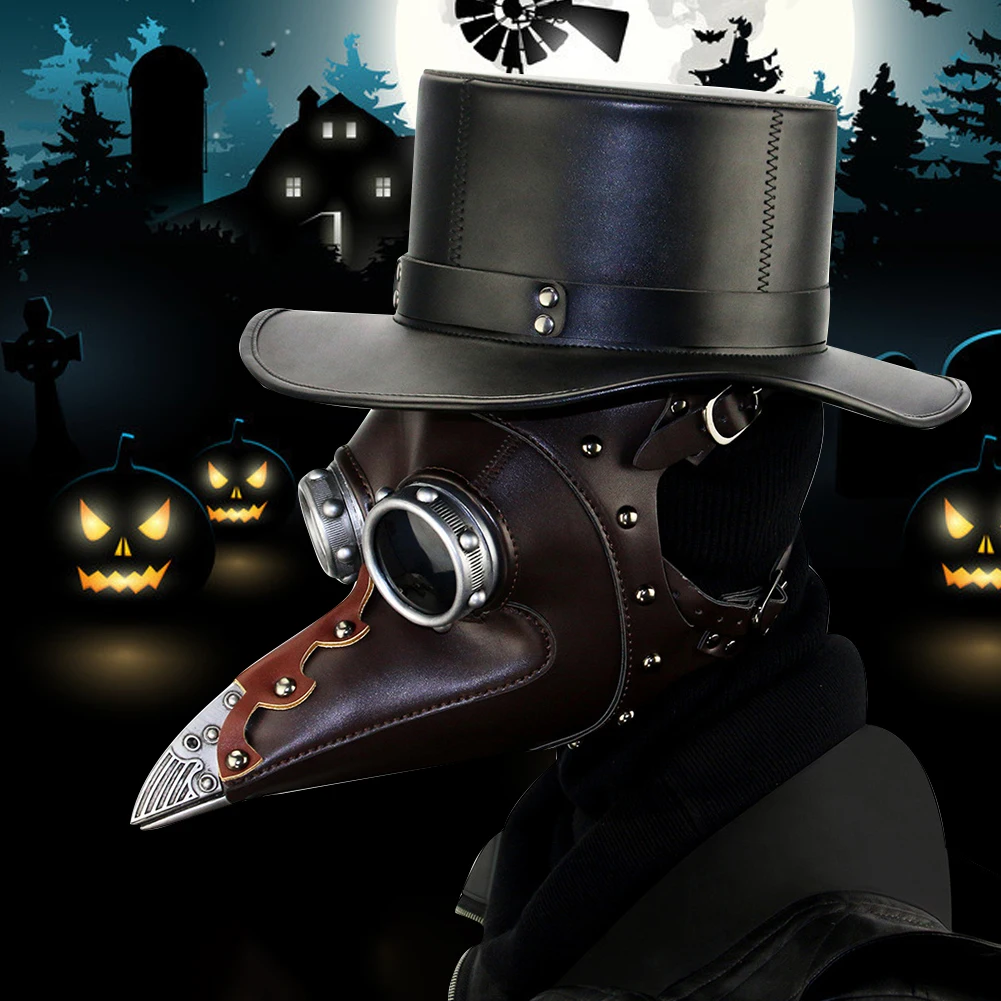 Чумного доктора Готическая шляпа из искусственной кожи в стиле стимпанк кепка