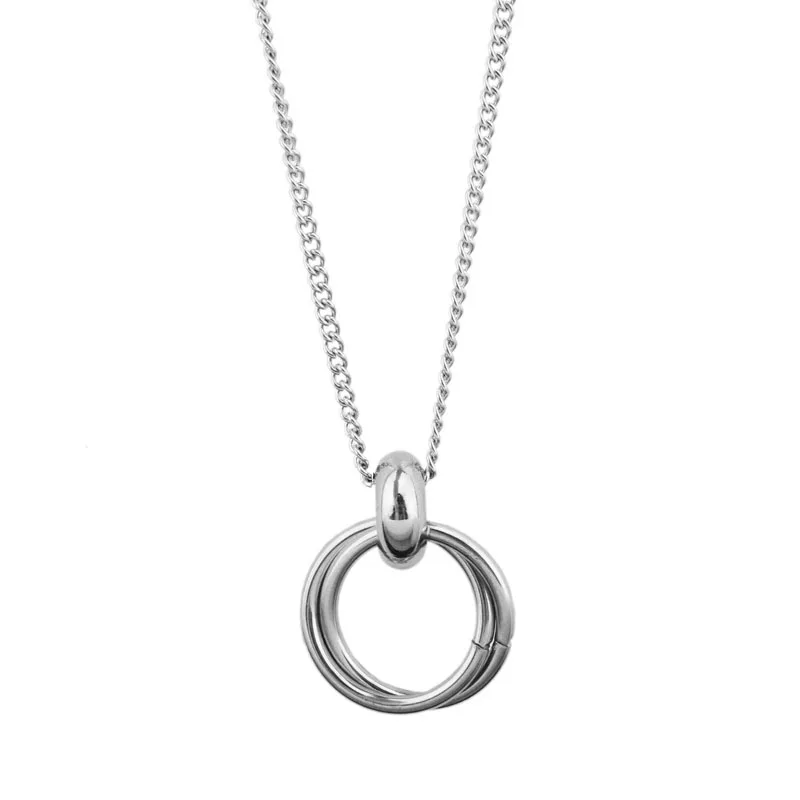 

New Round Stainless Steel Necklace For Men Korean Version Fashion Simple Versatile Geometry Metal Pendant Jewelry Wholesale