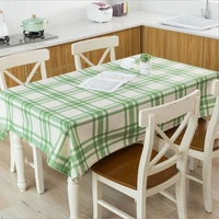 green geometric plaid tablecloth waterproof linen kitchen grid dining table cloth nordic home party table cover picnic fabric