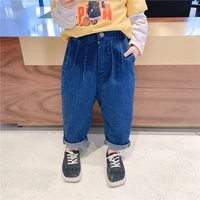 buttons baby spring autumn jeans pants for boys girls children kids trousers clothing high quality teenagers 2021