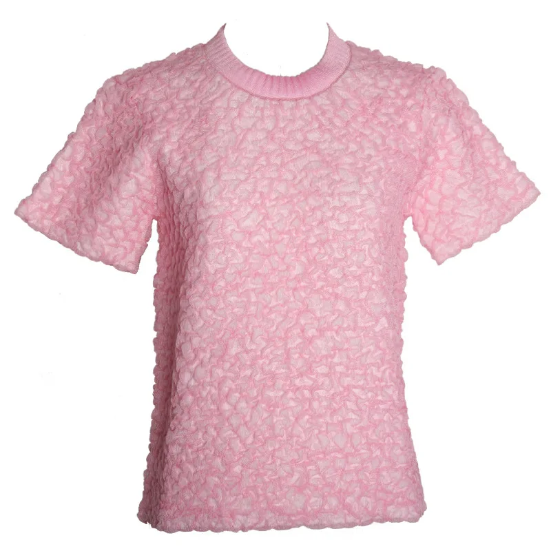 

Women's Top Round-necked Solid-color Yarn Sweater Women's Summer Short-sleeved Women's Top