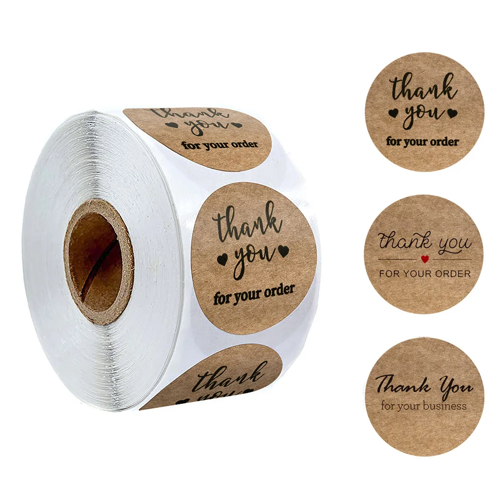 500 шт./рулон крафт-бумага &quotСпасибо вам за ваш заказ&quot наклейки по бизнесу так и