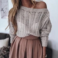 sexy women spring autumn thin sweaters hollow out design see through o neck long sleeve solid color casual pullovers knitted top