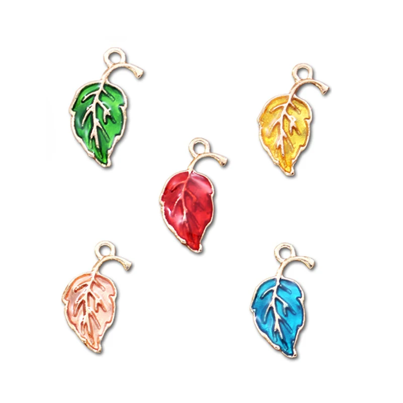 

10pcs/Lot 20*9.5mm Enamel Alloy Tree Leaf Charms for Jewelry Making DIY Charms Pendants Necklaces Earrings Findings Crafting