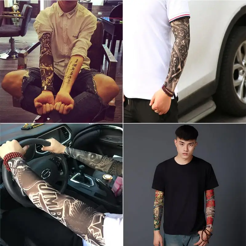 

New Arm Warmers Tattoo Sleeve Man Woman Fake Tattoo Arm Warmers Elastic UV Protection Cool Printed Sun-proof Unisex Punk Fashion