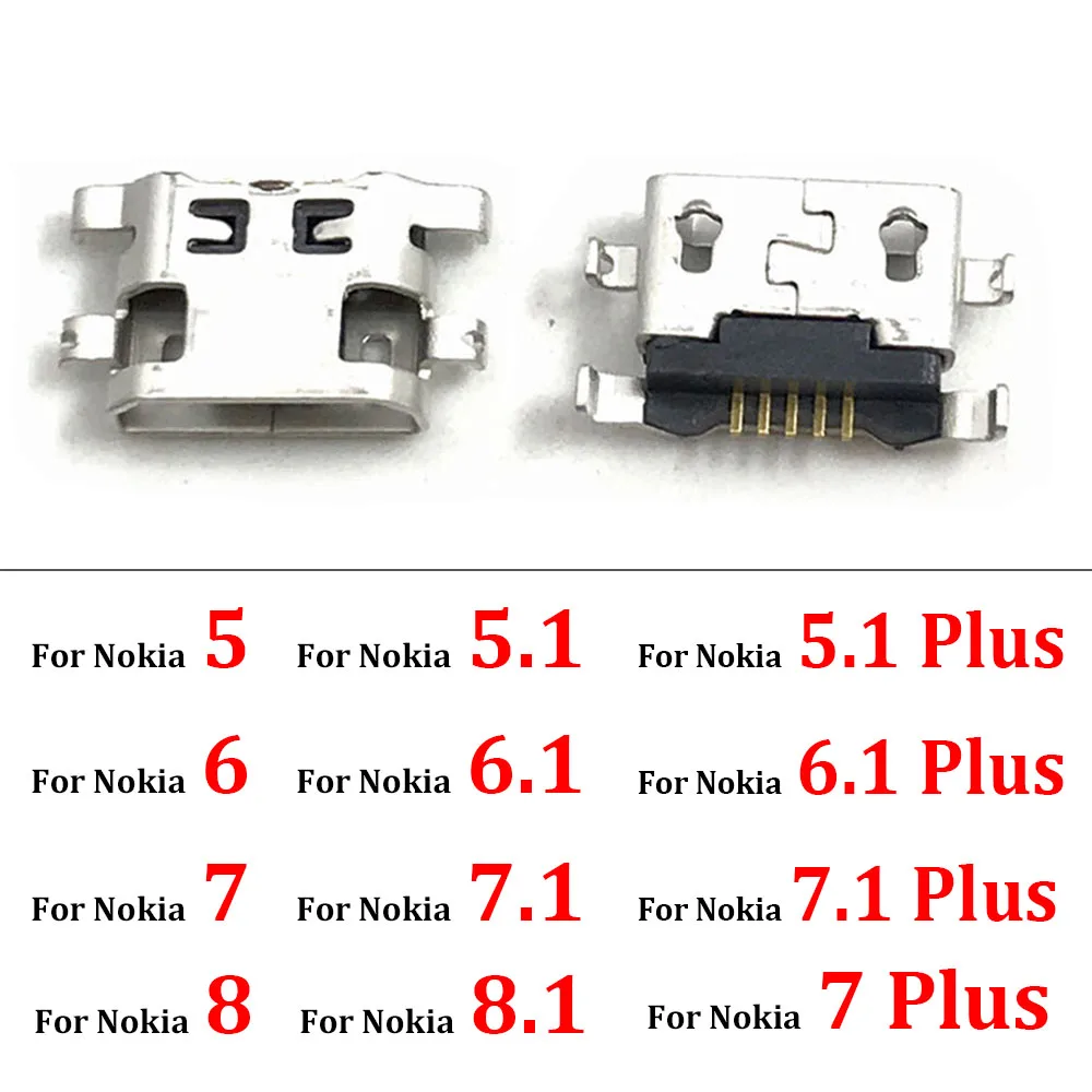 

New Micro Usb Connector Charging Port Jack For Nokia 3 5 6 7 Plus 8 6.1 7.1 5.1 Plus 8.1 X5 X6 X7 Repair Parts
