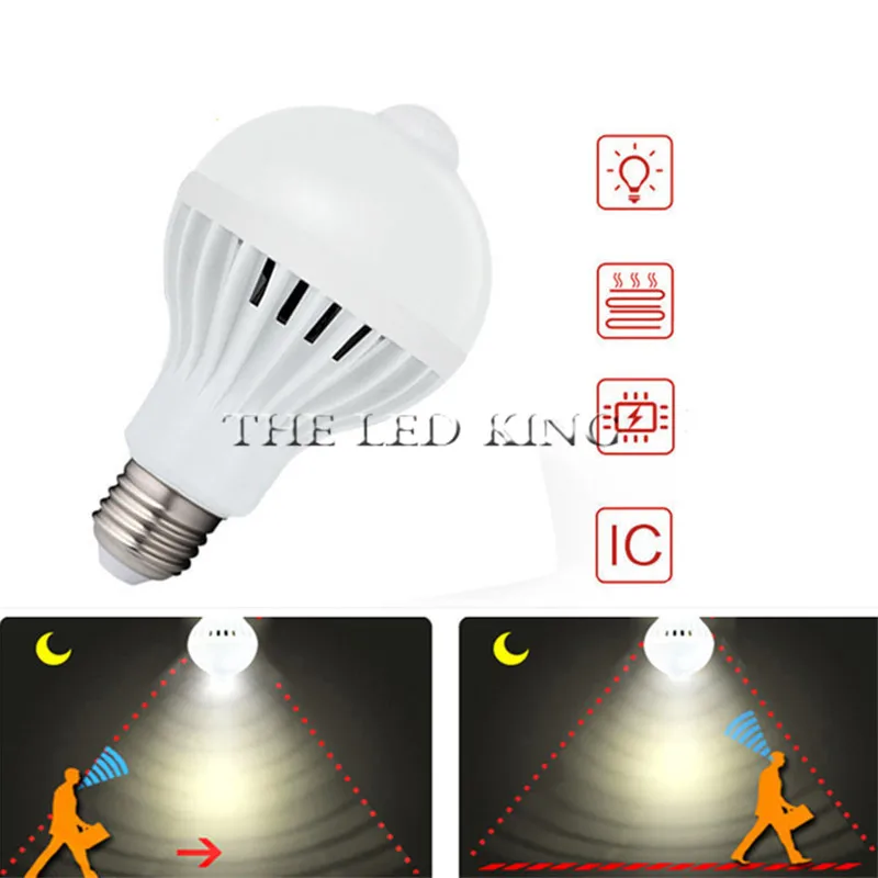 Светодиодная лампа 3W 5W 7W 9W PIR датчик движения Сенсор Лампа AC 220V 230V Авто Smart Led